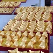 黃金元寶定制，純金元寶定做，制作千足金金元寶