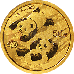 2022版熊貓貴金屬紀念幣3克圓形金質(zhì)紀念幣